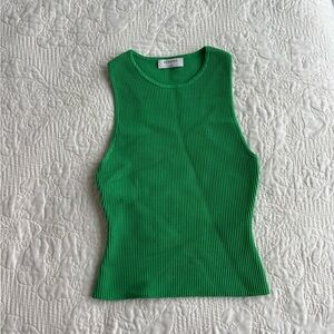 Babaton Vibrant Green Ribbed Tank Top